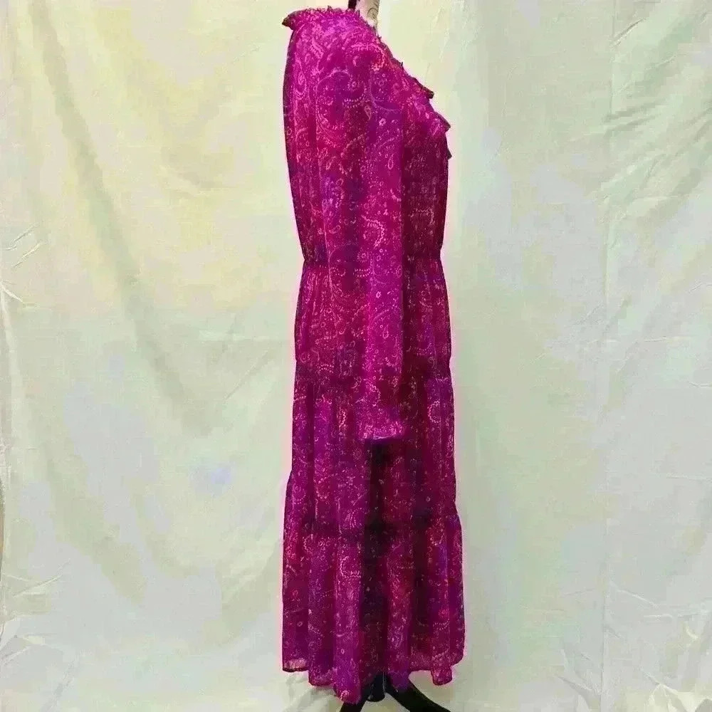Beach Lunch Lounge Collection Med Long Sleeves Sheer Coverup Maxi Dress - Picture 5 of 16